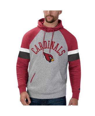 Men's Heathered Gray, Cardinal Arizona Cardinals Home Run Raglan Pullover Hoodie