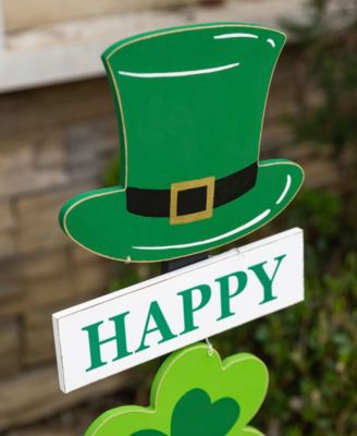 42" Lighted St. Patrick's Wooden Shamrocks Porch Decor