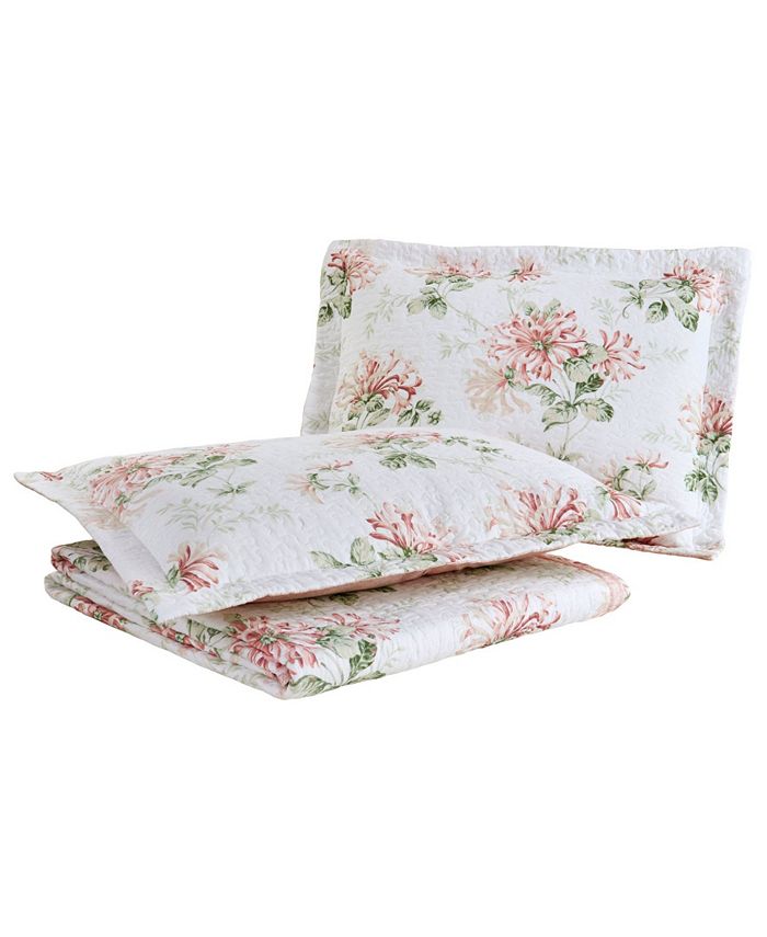 Laura Ashley Honeysuckle Cotton Reversible 2 Piece Quilt Set, Twin Macy's