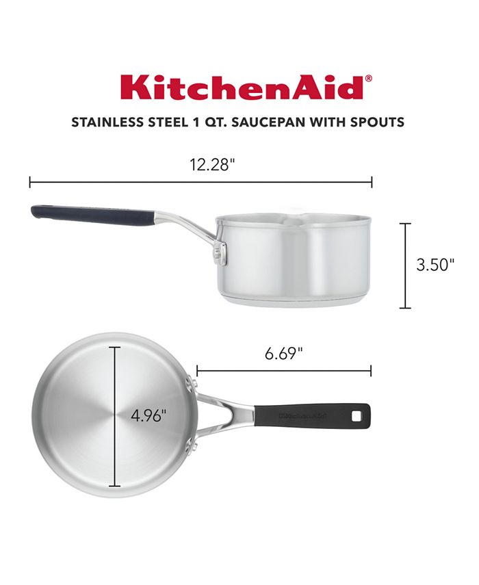 KitchenAid Stainless Steel 1 Quart Induction Sauce Pan with Pour Spouts