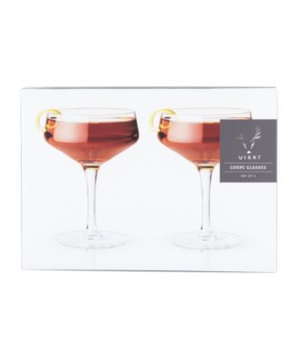 Raye Angled Crystal Coupe Glasses Set of 2, 7 Oz