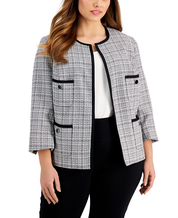 Kasper Women's Framed Cardigan Jacket & Bootcut Pants - Macy's