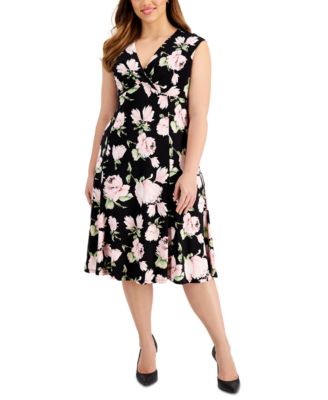 Kasper - Plus Size Printed Floral 40s Julie Dress