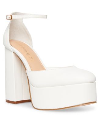 white chunky heel sandals