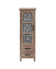 Metal And Wood Tall Tower Cabinet