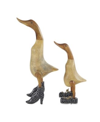 Bamboo Coastal Duck Sculpture, Set of 2