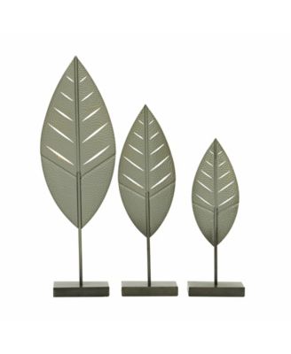 Metal Contemporary Leaf Sculpture, Set of 3