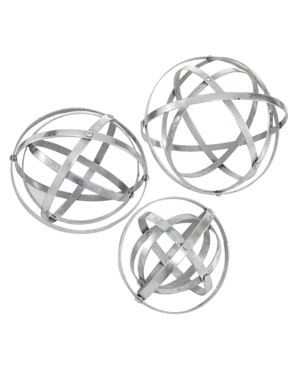 Metal Modern Orbs Balls Sculpture, Set of 3