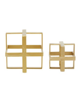 Metal Glam Geometric Sculpture, Set of 2