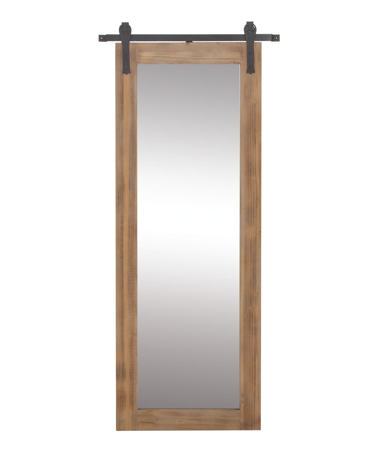 Industrial Wood Wall Mirror, 71" x 34" - Brown