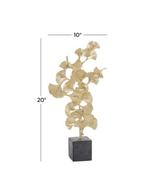 Polyresin Contemporary Gingko Leaf Sculpture, 20" x 10"