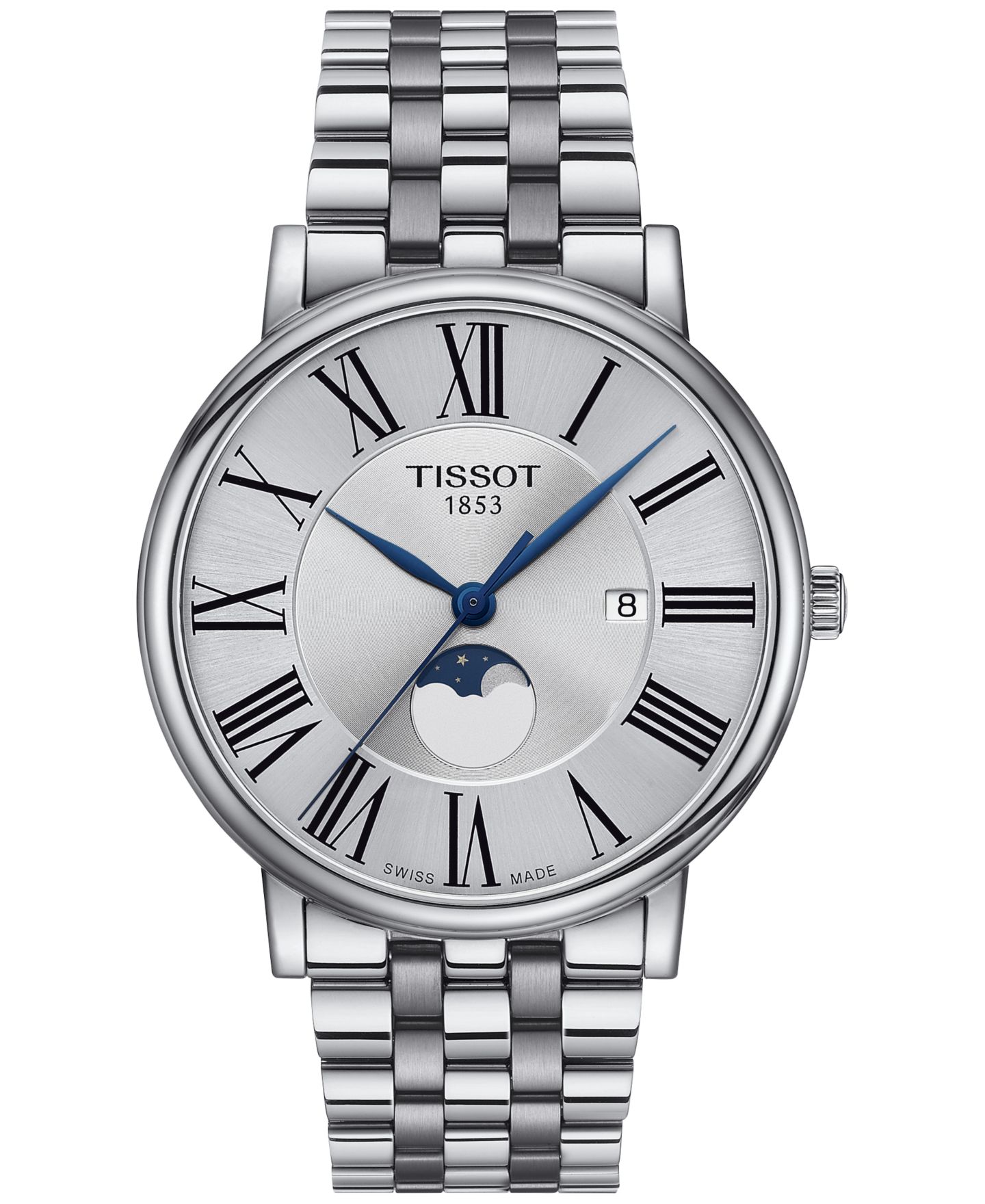 Мужские часы Tissot Carson Premium Gent Moonphase Stainless Steel Bracelet Watch 40mm — фото 1