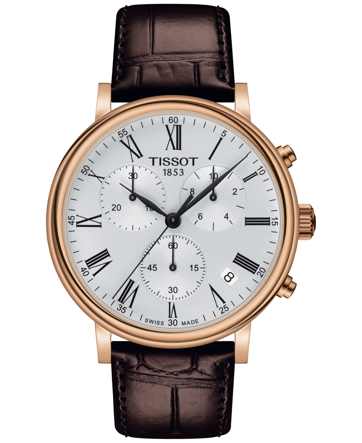 Tissot Men's Carson Premium Chronograph Brown Leather Strap Watch 41mm In Black / Brown / Gold / Rose / Rose Gold / Silver