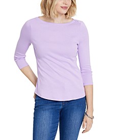 Women's Pima Cotton Boat-Neck Top, Created for Macy's