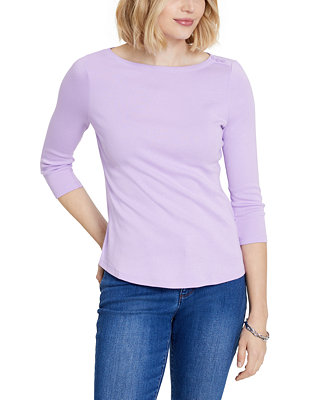 Charter Club Women's Pima Cotton Boat-Neck Top, Created for Macy's - Macy's