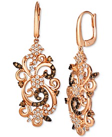 Nude Diamond (3/4 ct. t.w.) & Chocolate Diamond (1/2 ct. t.w.) Swirled Drop Earrings in 14k Rose Gold