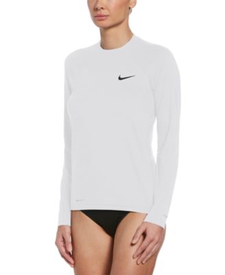 Nike Essential Long Sleeve Solid Hydro Rash Guard Bottoms In White