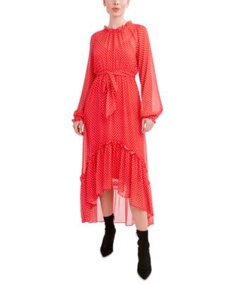 BCBGMAXAZRIA - Semi-Sheer Dot-Print Dress