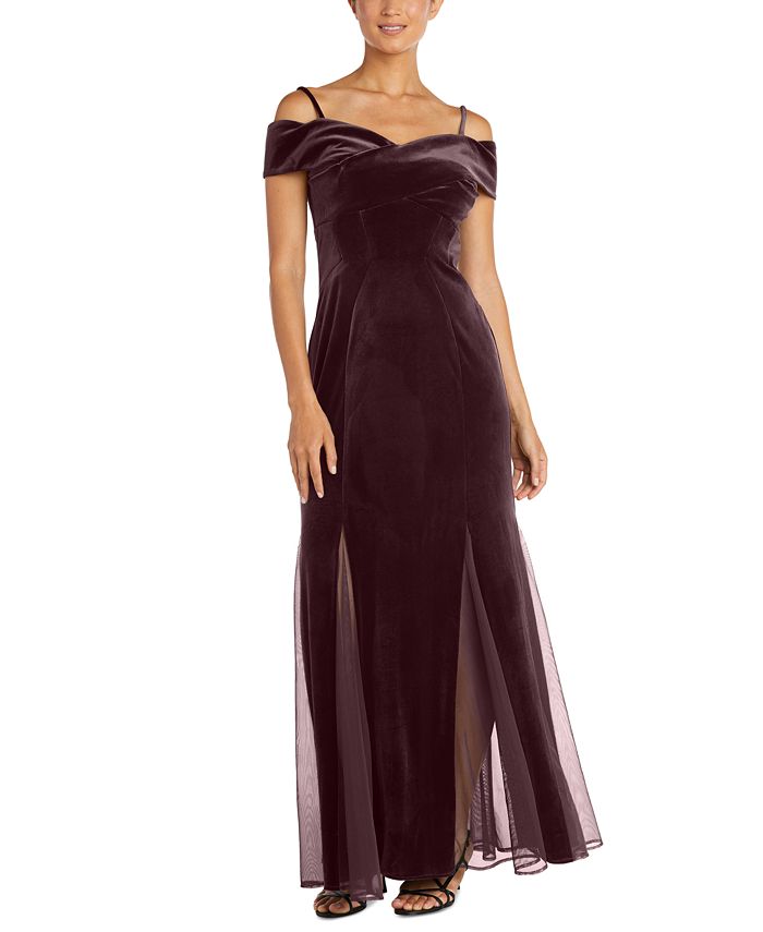 Nightway Plus Size Off-The-Shoulder Velvet Gown & Reviews - - Plus -