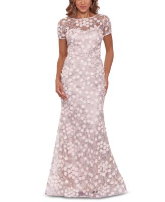 xscape floral appliqué gown