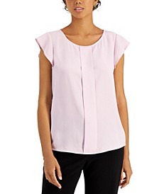 Pleated Flutter-Sleeve Top
