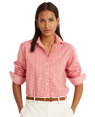 Lauren Ralph Lauren Easy Care Gingham Cotton Shirt - Macy's