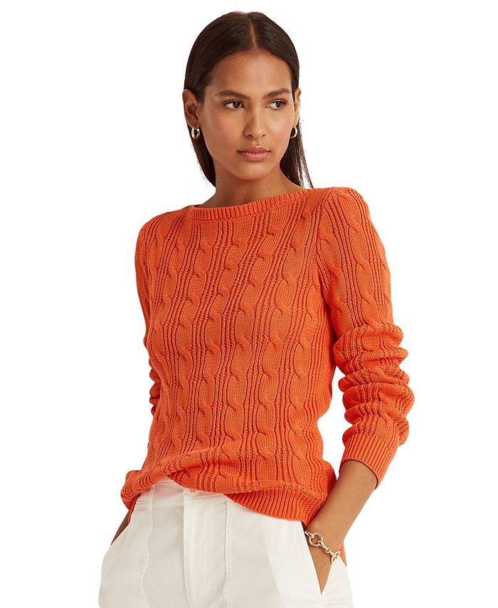 Lauren Ralph Lauren Cable-Knit Cotton Boatneck Sweater & Reviews ...