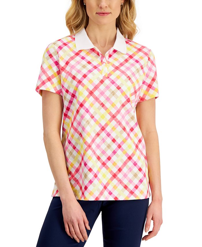 Karen Scott Women's Plaid Polo Shirt, Created for Macy's - Macy's