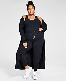 Trendy Plus Size Ribbed Knit Duster, Created for Macy's