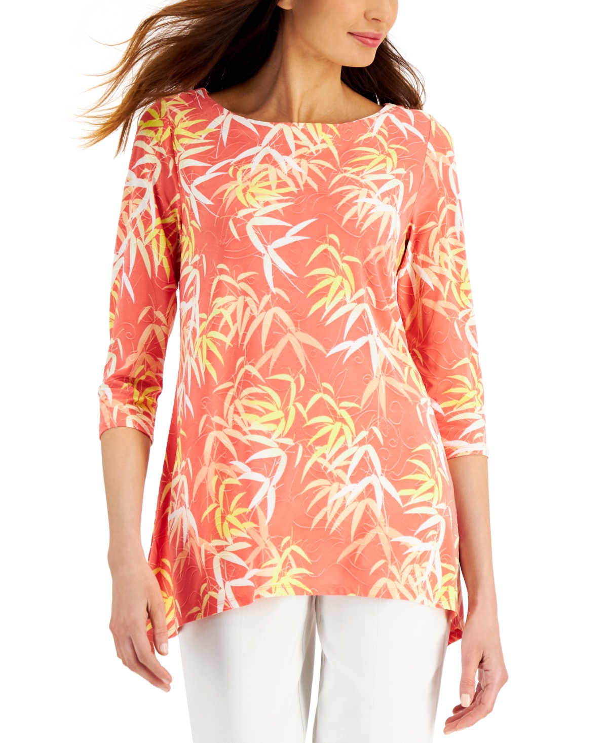 Jm collection jacquard tops clearance