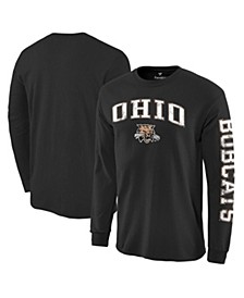 Men's Black Ohio Bobcats Distressed Arch Over Logo Long Sleeve Hit T-shirt