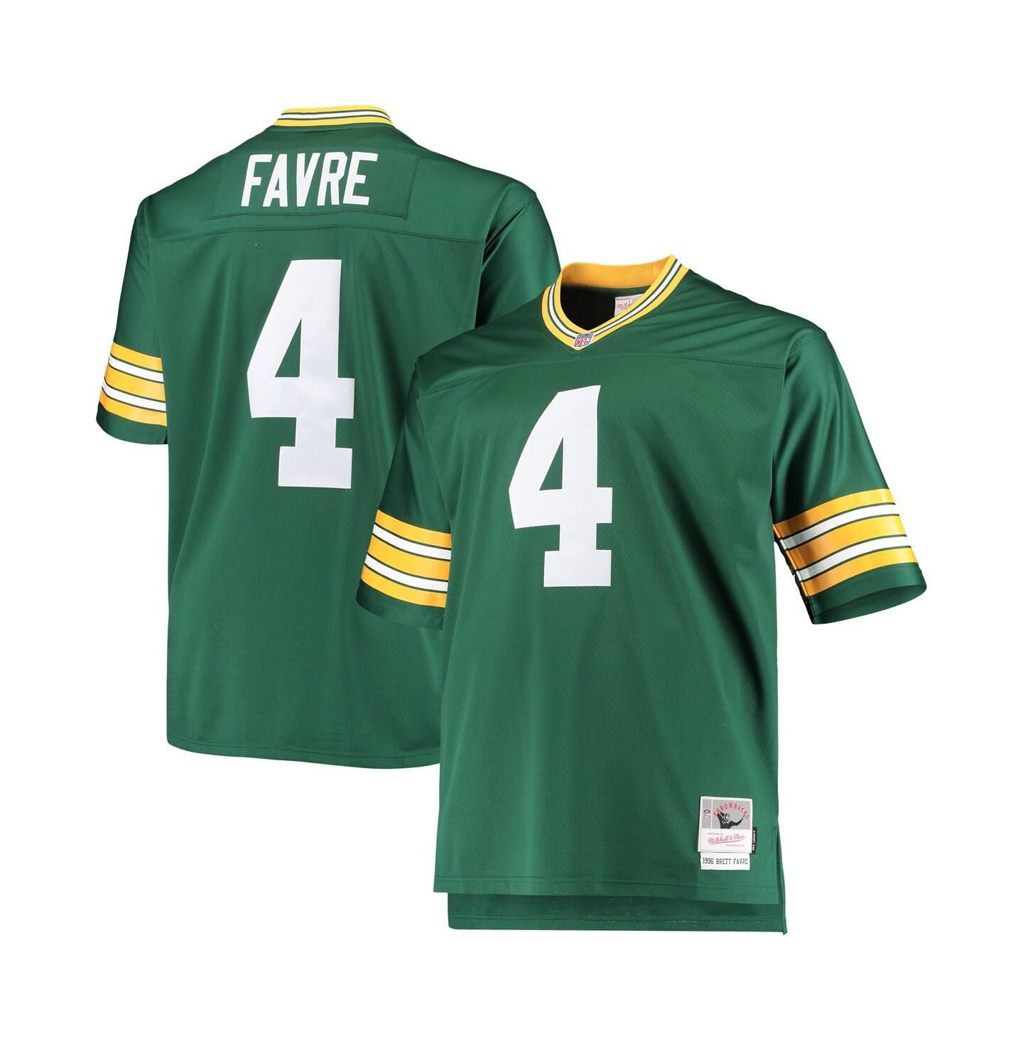 Мужской топ Mitchell & Ness Brett Favre Green Green Bay Packers Big and Tall 1996 Retired Player Replica Jersey — фото 1
