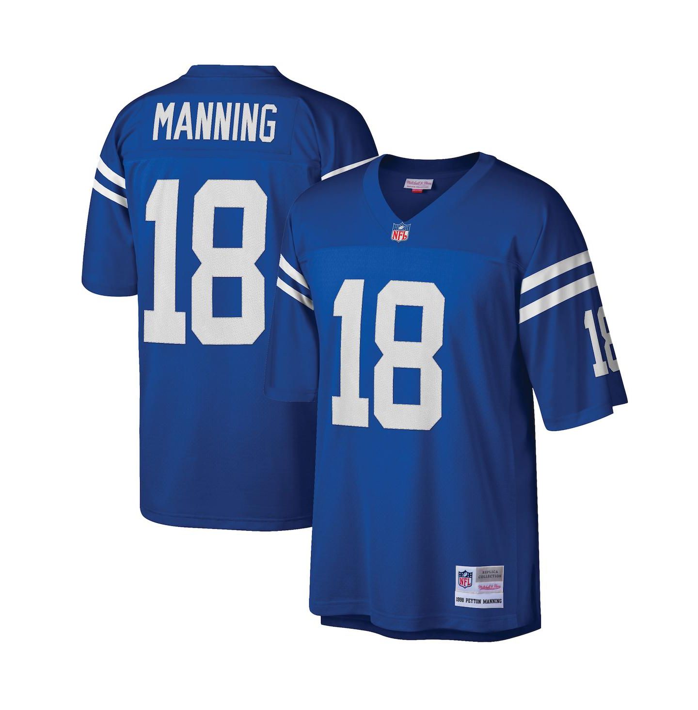 Мужской топ Mitchell & Ness Peyton Manning Royal Indianapolis Colts Big and Tall 1998 Retired Player Replica Jersey — фото 1