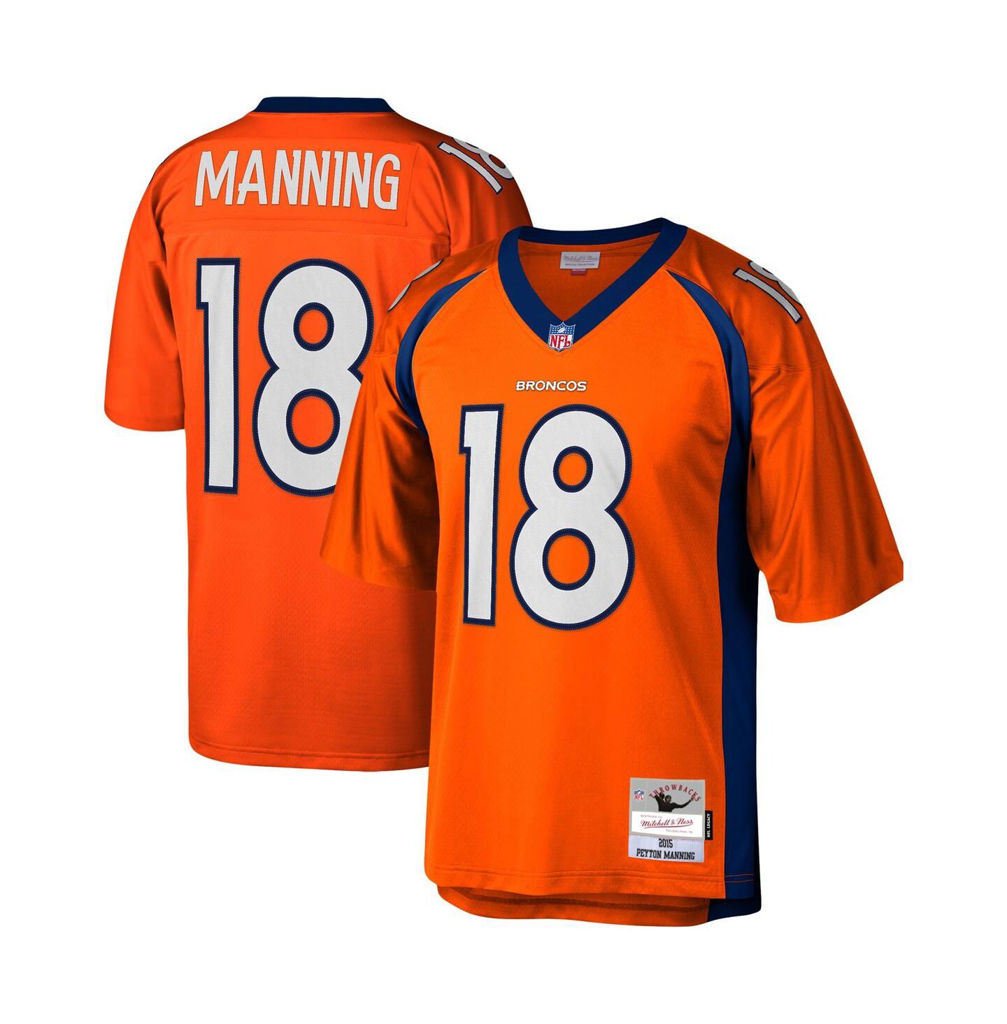 Мужской топ Mitchell & Ness Peyton Manning Orange Denver Broncos 2015 Legacy Replica Jersey — фото 1