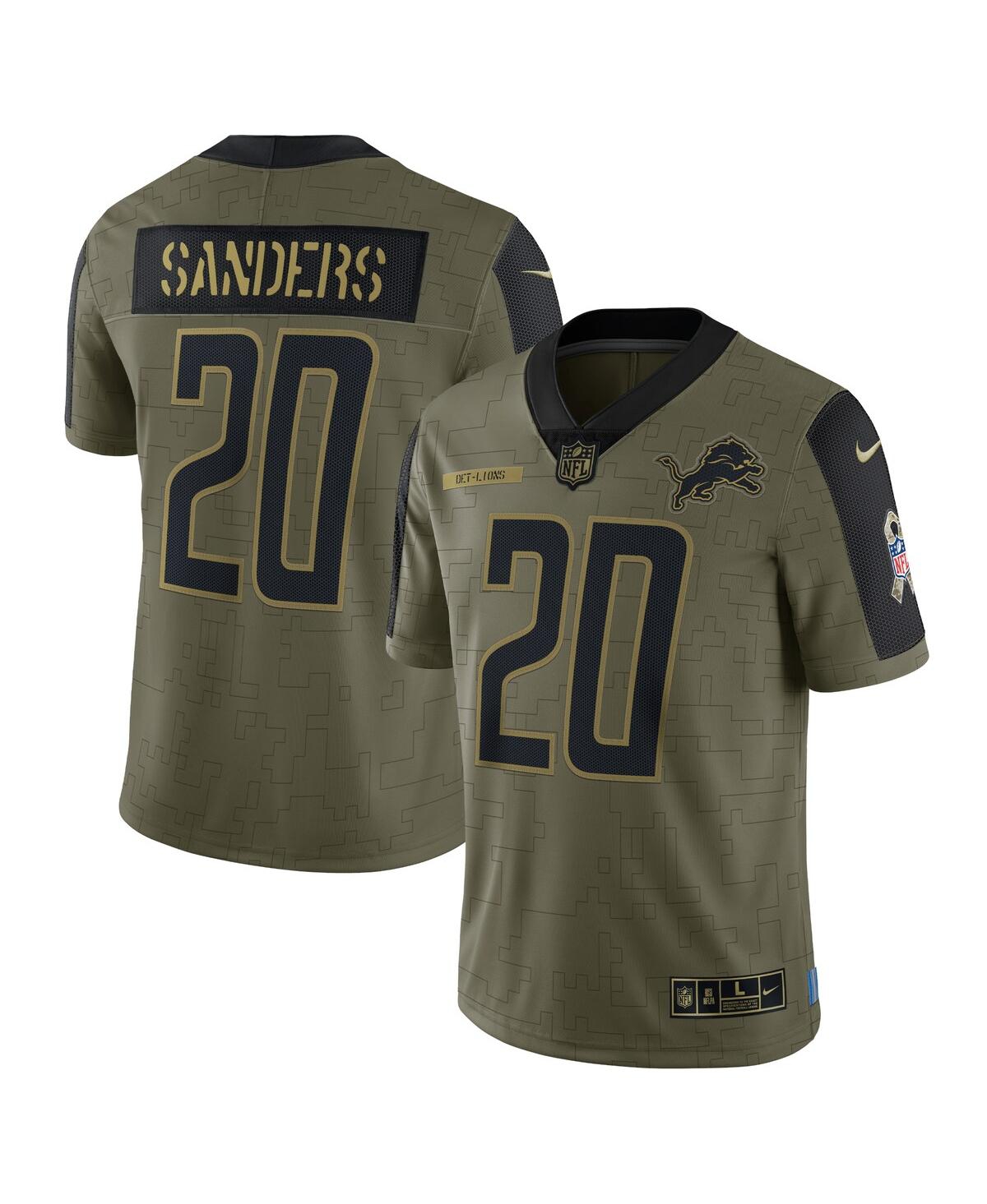 Men's Barry Sanders Olive Detroit Lions 2021 Salute To Service Retired Player Limited Jersey