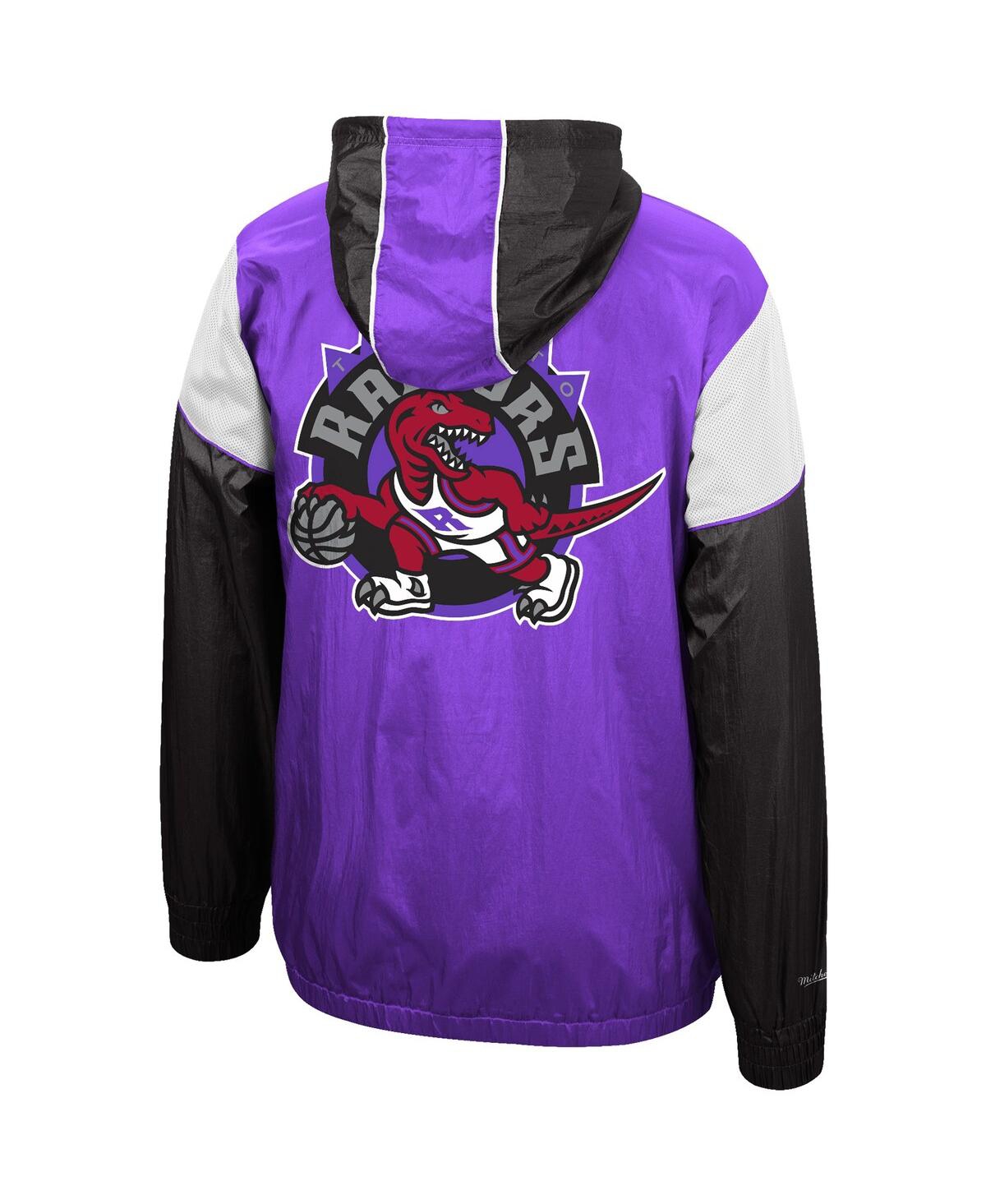Men's Black Toronto Raptors Hardwood Classics Highlight Reel Windbreaker Half-Zip Hoodie Jacket - Black