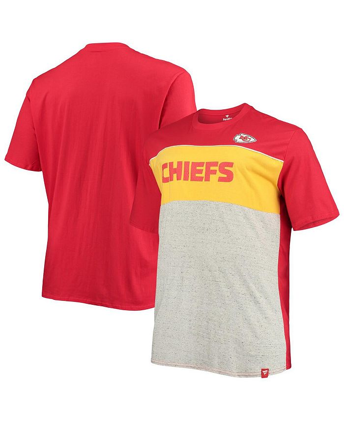 Fanatics Men\'s Red, Heathered T-shirt Kansas - Big Gray and Chiefs Block Macy\'s City Tall Color