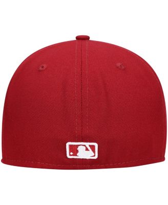 Men's Cardinal New York Yankees Logo White 59FIFTY Fitted Hat