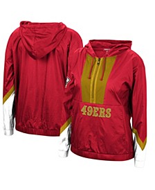 Women's Red San Francisco 49ers 75th Anniversary Half-Zip Windbreaker Hoodie