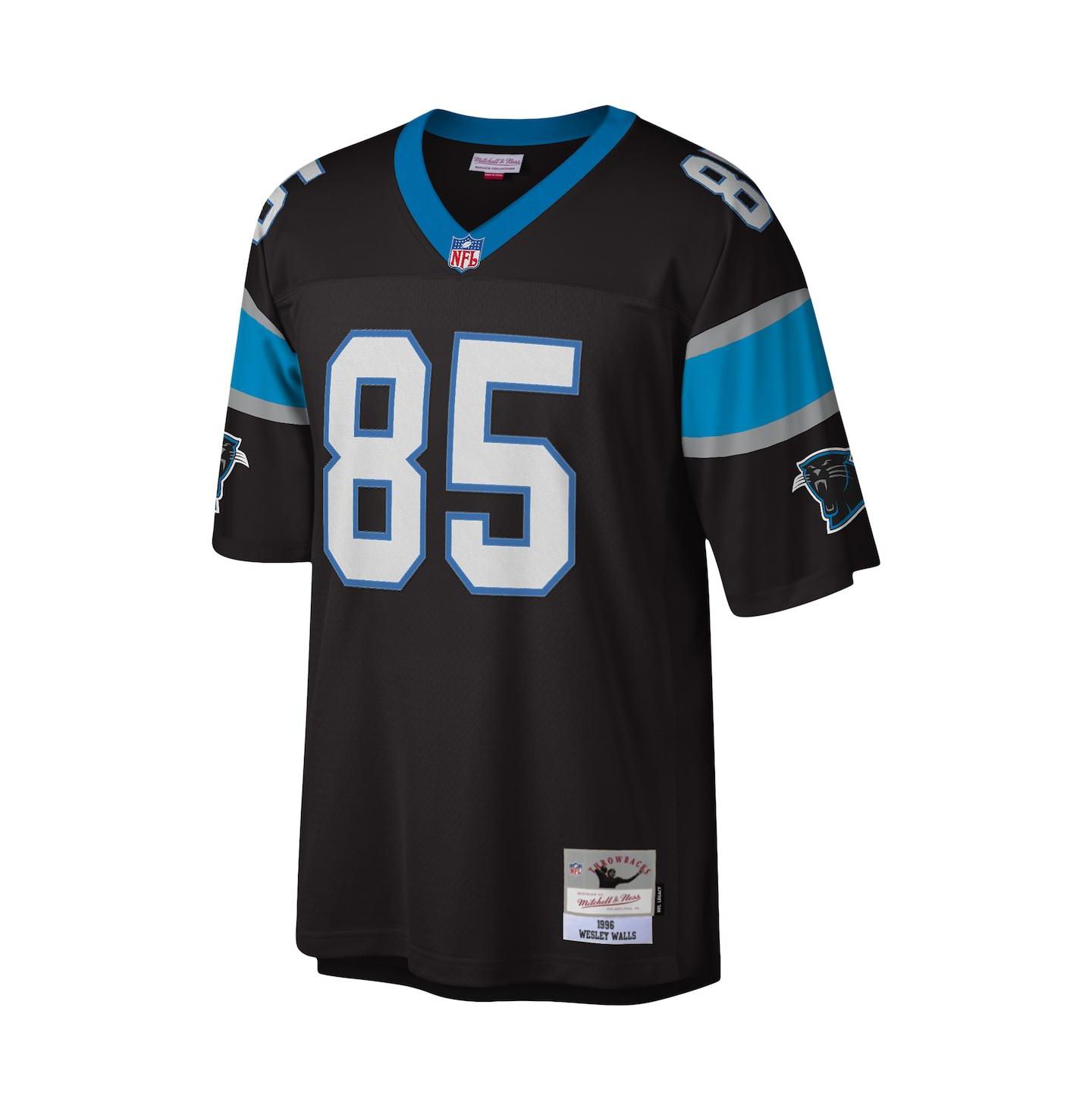 Мужской топ Mitchell & Ness Wesley Walls Black Carolina Panthers 1996 Legacy Replica Jersey — фото 3