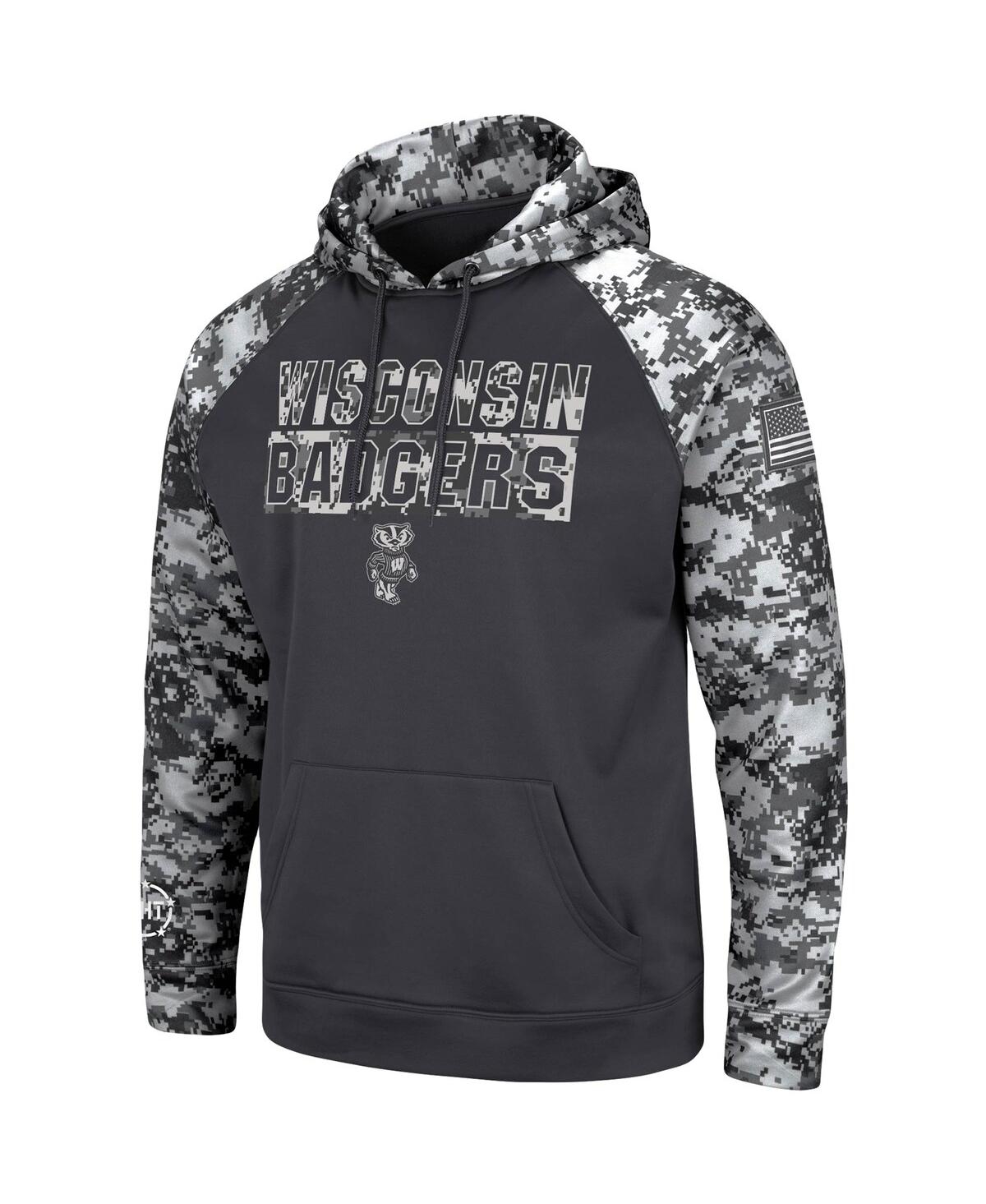 Men'sWisconsin Badgers Oht Military-Inspired Appreciation Digital Camo Pullover Hoodie - Charcoal