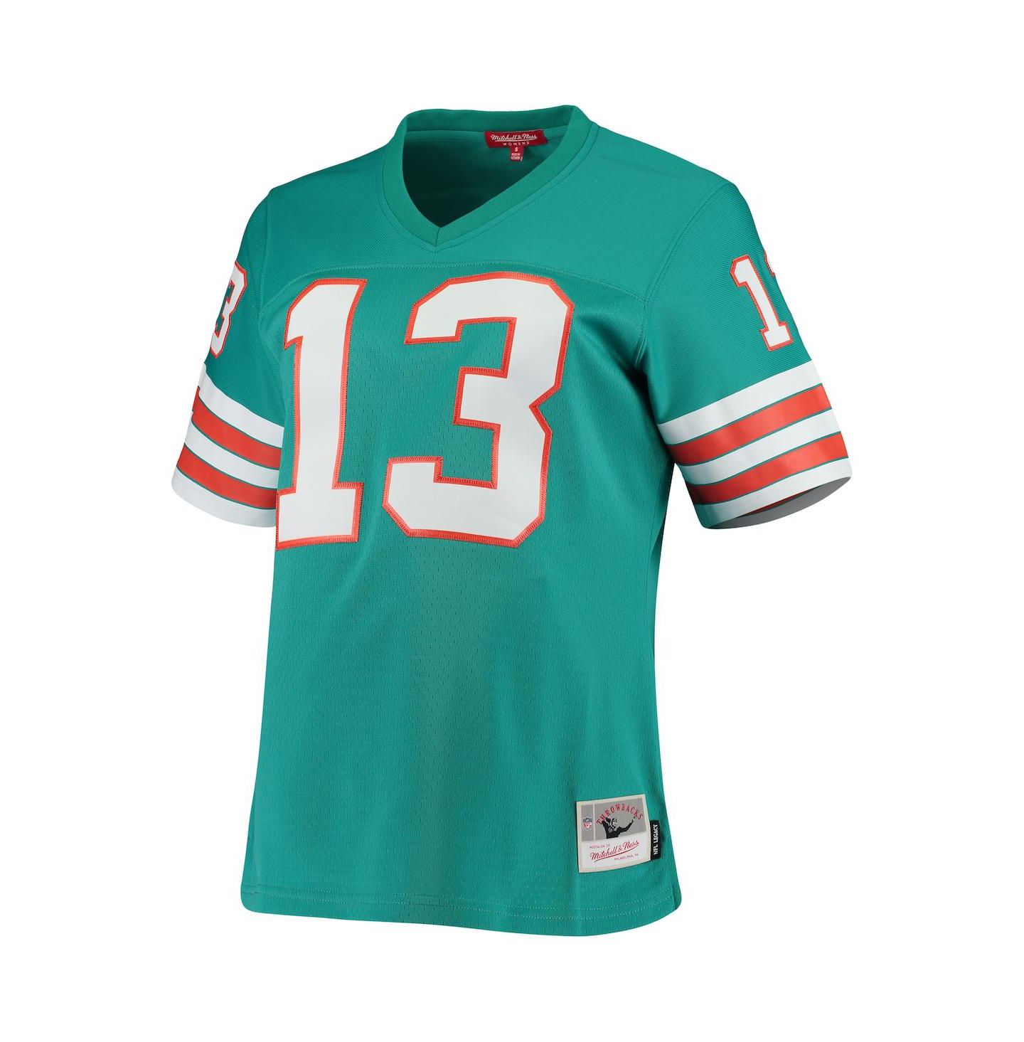 Женский топ Mitchell & Ness Dan Marino Aqua Miami Dolphins 1984 Legacy Replica Jersey — фото 3