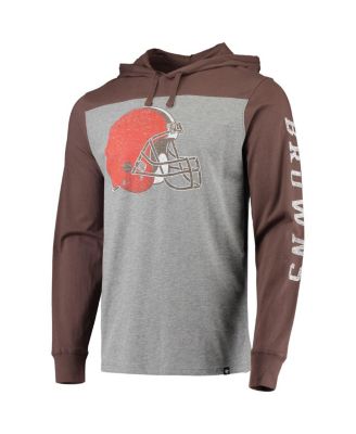 Men's Heathered Gray, Brown Cleveland Browns Franklin Wooster Long Sleeve Hoodie T-shirt