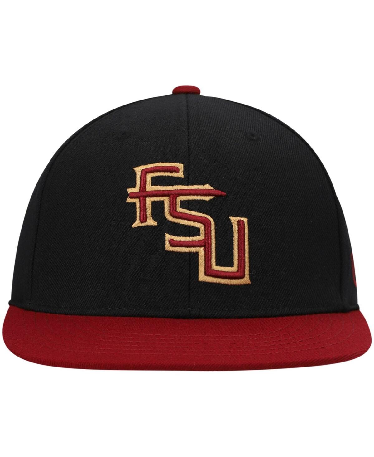 Top Of The World Men's Black And Garnet Florida State Seminoles Team Color Two-tone Fitted Hat In Black,garnet