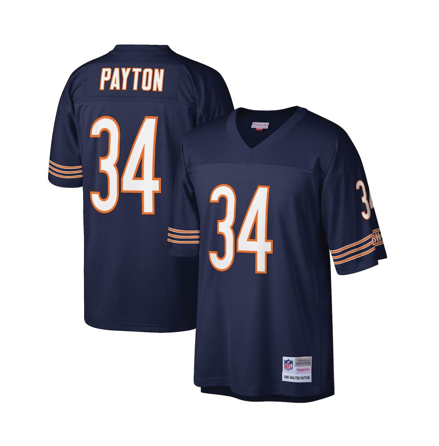Мужская джерси Mitchell & Ness Walter Payton Chicago Bears 1985 Replica, Big & Tall, Navy — фото 4