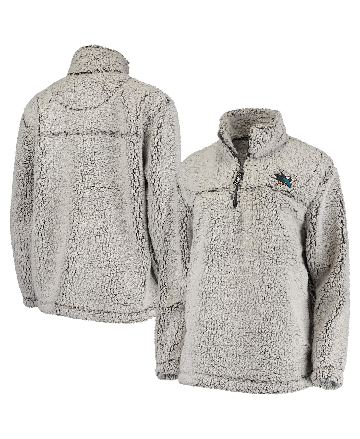 Women'sSan Jose Sharks Sherpa Quarter-Zip Pullover Jacket - Gray