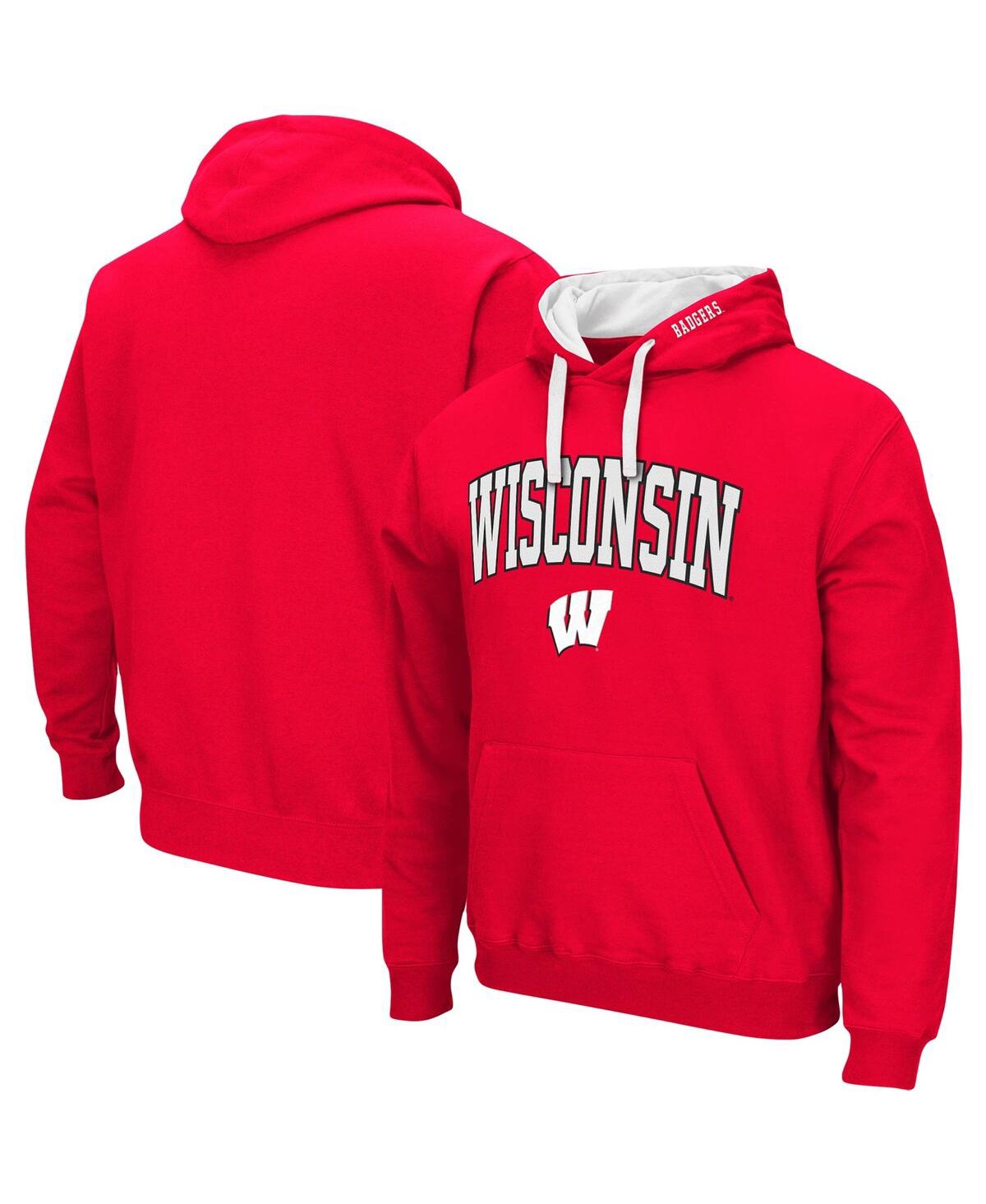 Colosseum Men's Charcoal Wisconsin Badgers Big And Tall Arch And Logo 2.0 Pullover Hoodie In Charcoal