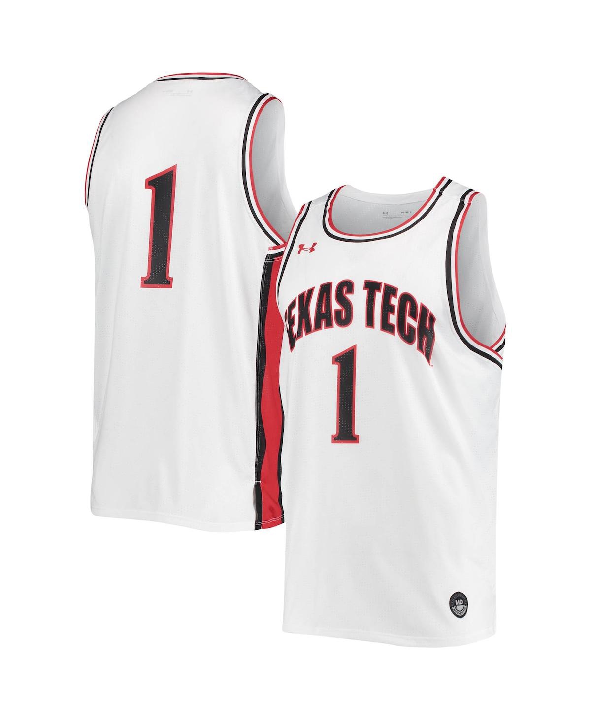 Men's Number 1Texas Tech Red Raiders Replica Basketball Jersey - White