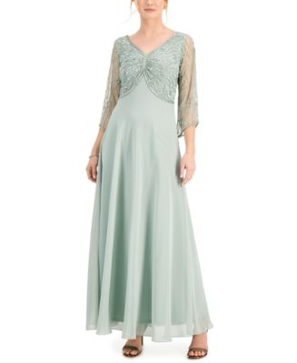 J Kara Embellished Ruched-Bodice Gown - Macy's