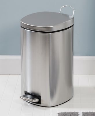 Honey Can Do - 12-Liter Square Stainless Steel Step Trash Can with Lid